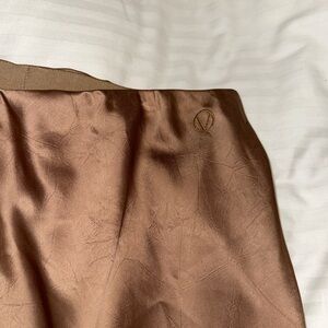 Fluid Satin m height waist bias Pant brown wide leg